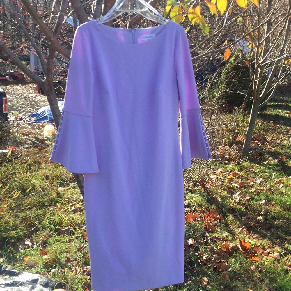 Calvin Klein Dress Lavender sleeve buttons size 4